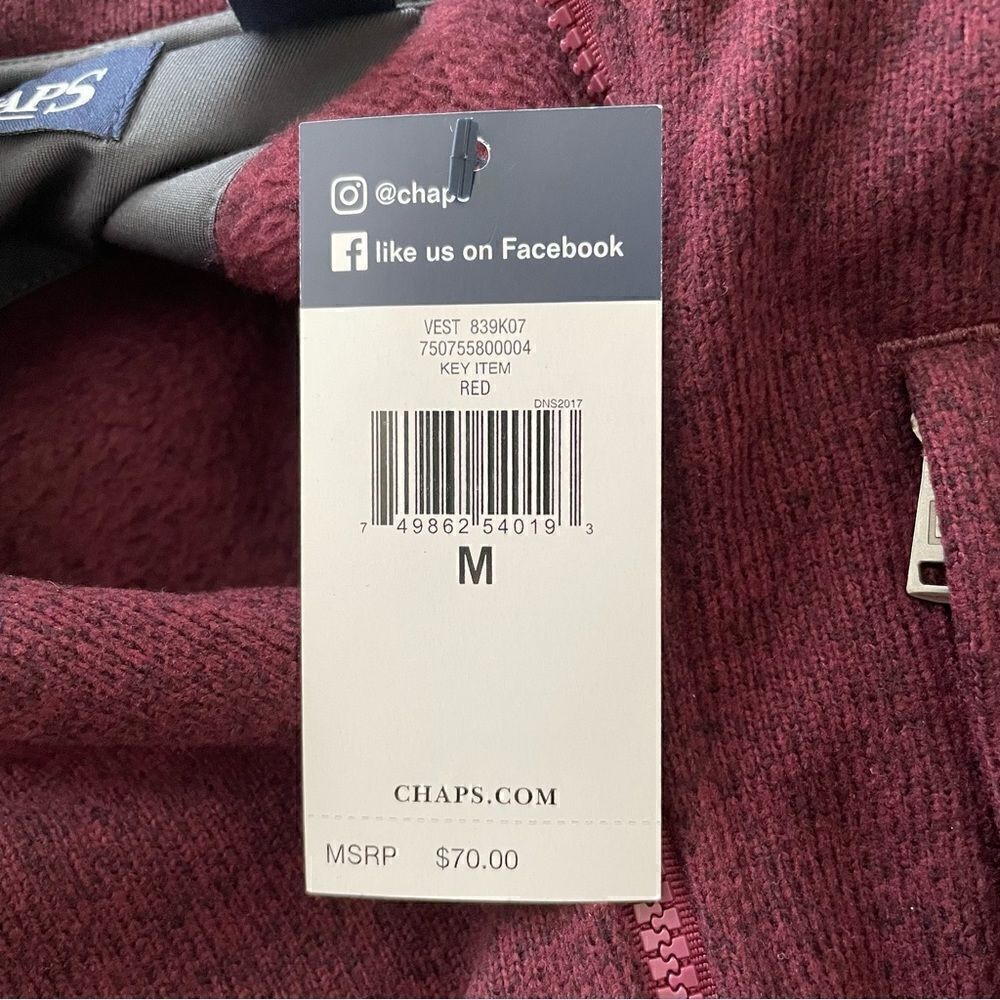 Chaps Fleece Mockneck Vest - Size Medium - Picture 8 of 9